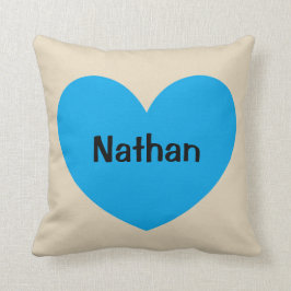 Almofada Bebé novo coração azul personalizado com nome