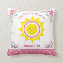 Almofada Bebe Personalizado de Berçário Amarelo Rosa Fofo S