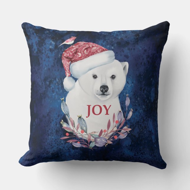 Almofada Bebê Polar Bear Chapeuzinho Pássaro Alegria no Nat (Frente)