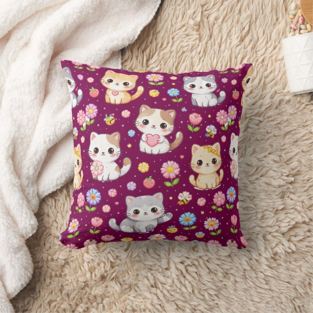 Almofada Bebês Fofo Kawaii e Flores Pastel (Cobertor)