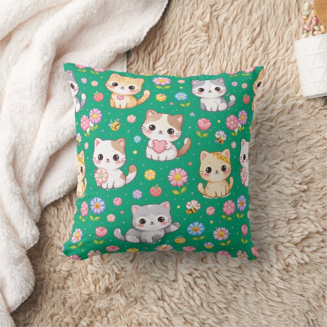 Almofada Bebês Fofo Kawaii e Flores Pastel (Cobertor)