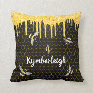 Almofada Bebês Honeycomb Black Dourado Glitter Drives Glam