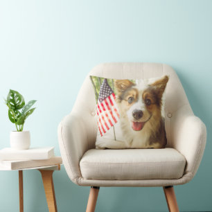 Almofada Bebês Mais Pobres   American Flag Corgi