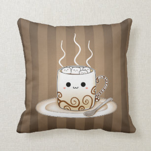 Almofada Bebida morna do cacau do kawaii bonito