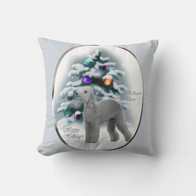 Almofada Bedlington Terrier Christmas (Frente)