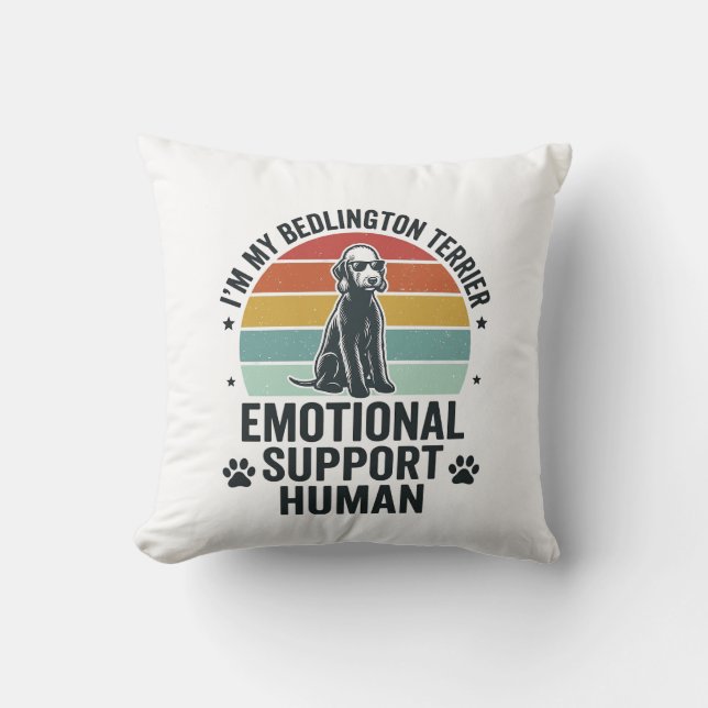 Almofada Bedlington Terrier Suporte Emocional Humano Vintag (Frente)
