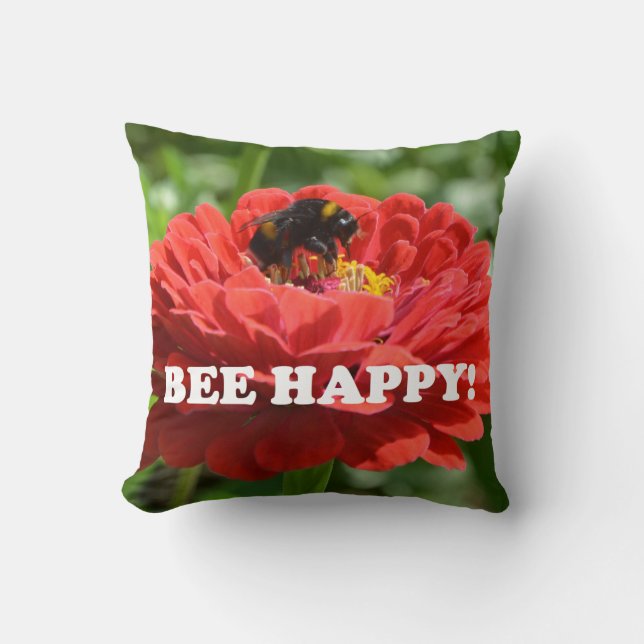 Almofada Bee Happy Red Flower (Frente)