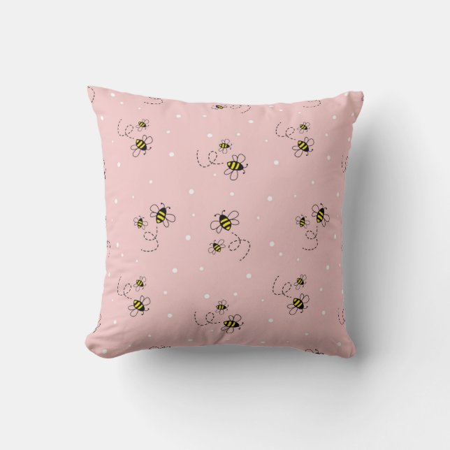 Almofada Bee seamless pattern on pastel background. Vintage (Frente)