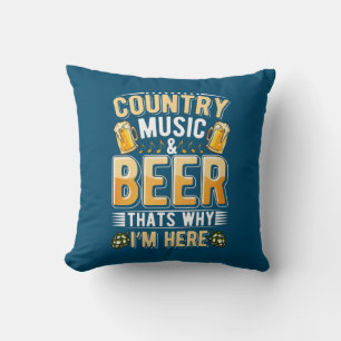 Almofada Beer Drinker Country Music Beer Bebendo Aniversári