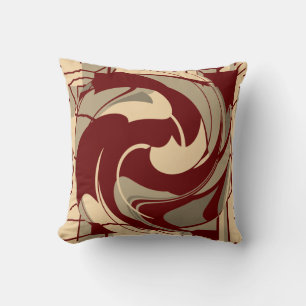 Almofada Bege Borgonha Taupe Floral Abstrata Giratória