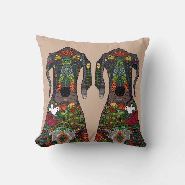 Almofada Bege do amor de great dane (Frente)