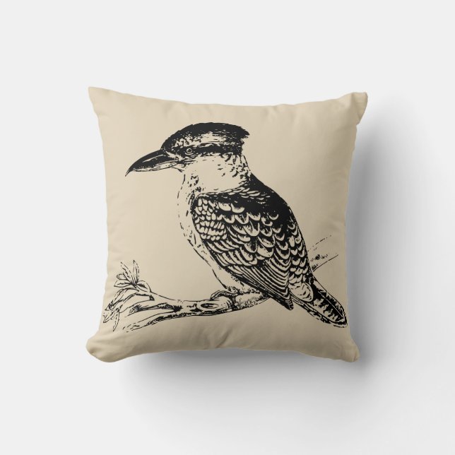 Almofada Bege Kookaburra Australiano (Frente)