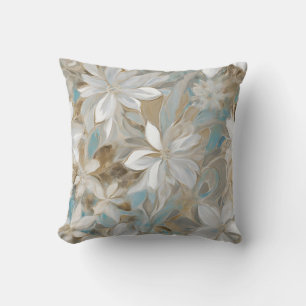 Almofada Bege Marrom Azul Turquesa Floral