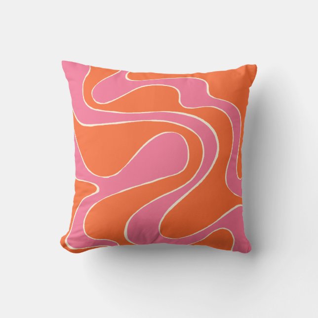 Almofada Bei e Fluxo 2 em Rosa, Laranja e Creme (Frente)