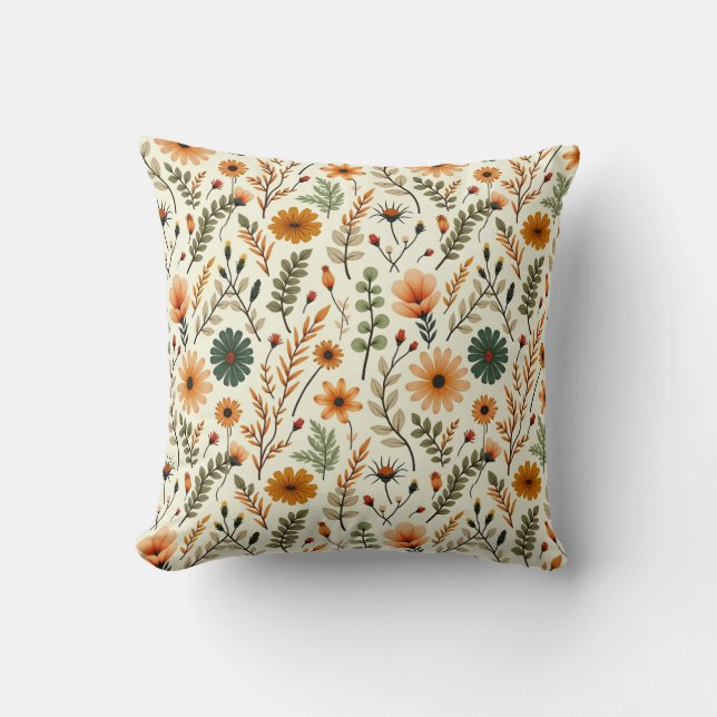 Almofada Beige and Brown Boho Flowers (Frente)
