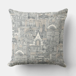 Almofada Beige clássico da cinza escura do topo de Chicago