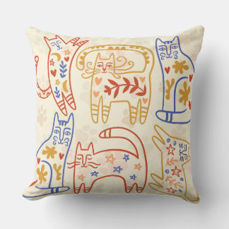 Almofada Beige e Orange Blue Simple Creative cat