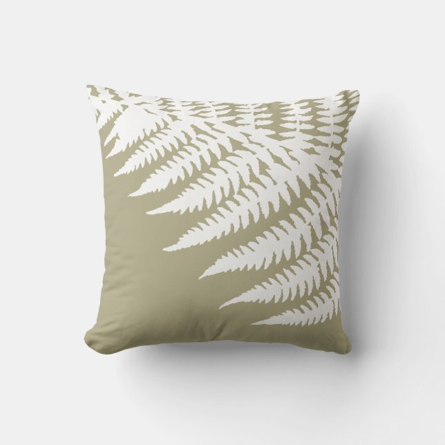 Almofada Beige Fern Branco Elegante Moderno (Frente)