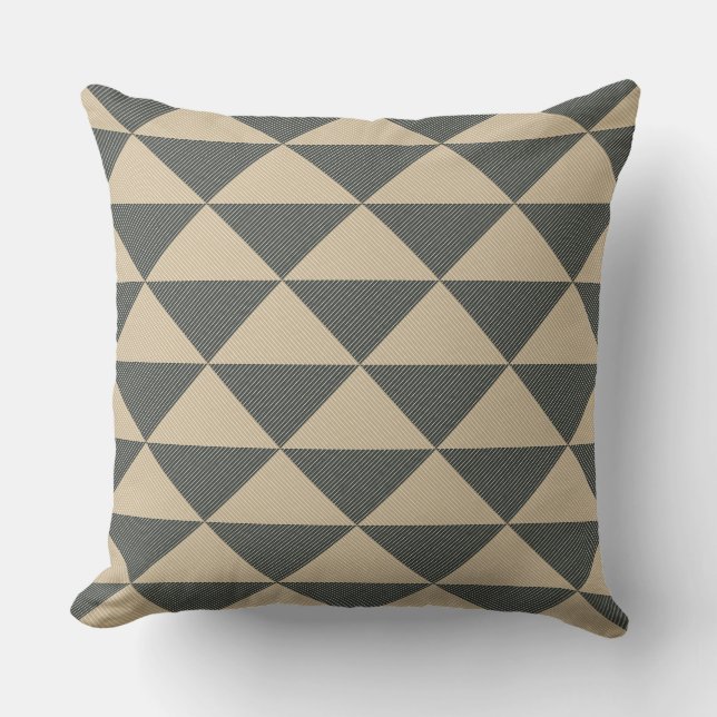 Almofada Beige green triangle pattern Throw Pillow (Frente)