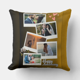 Almofada Beige Happy Anniversary Photo Collage