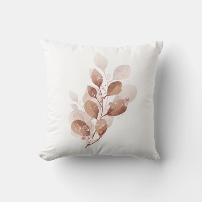 Almofada Beige Leaf Watercolor Modern Throw Pillow Cover  (Frente)