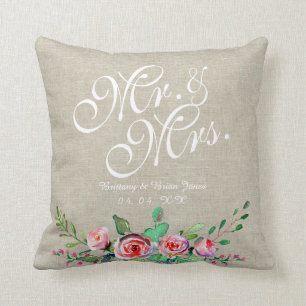 Almofada Beige Linen Rustic Floral Sr.ª Wedding