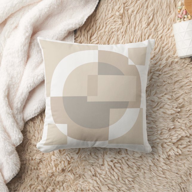 Almofada Beige Overlapping Shapes Minimalist Pillow (Cobertor)