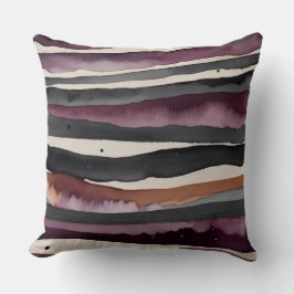 Almofada beige Rust púrpura e abstrato de carvão vegetal