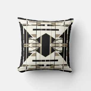 Almofada Beige Tan Black Southwest Native American Motif