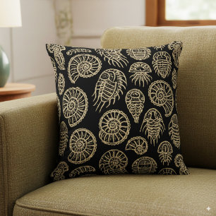 Almofada Beige venenoso fóssil trilobite padrão amonita