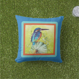 Almofada beija-flor pintada bonito em azul