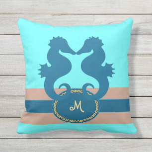 Almofada Beijo do cavalo marinho Monogrammed