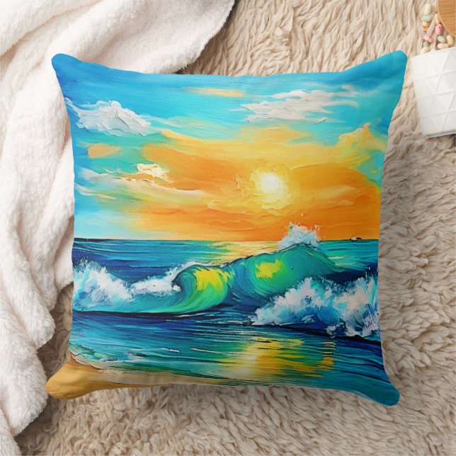 Almofada Beijo do Oceano: Ondas Sunset (Cobertor)
