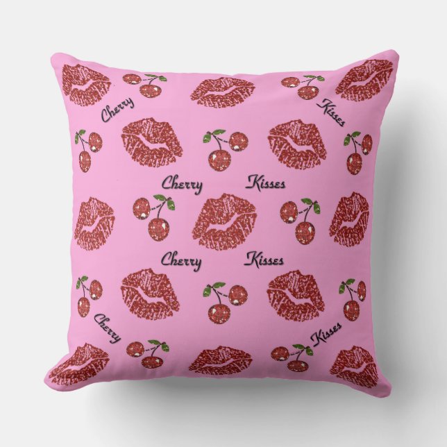 Almofada Beijos de Cereja Rockabilly RAB em Rosa (Frente)