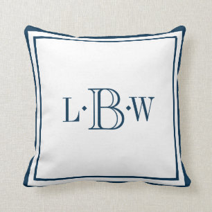 Almofada Beira azul clássica Monogrammed