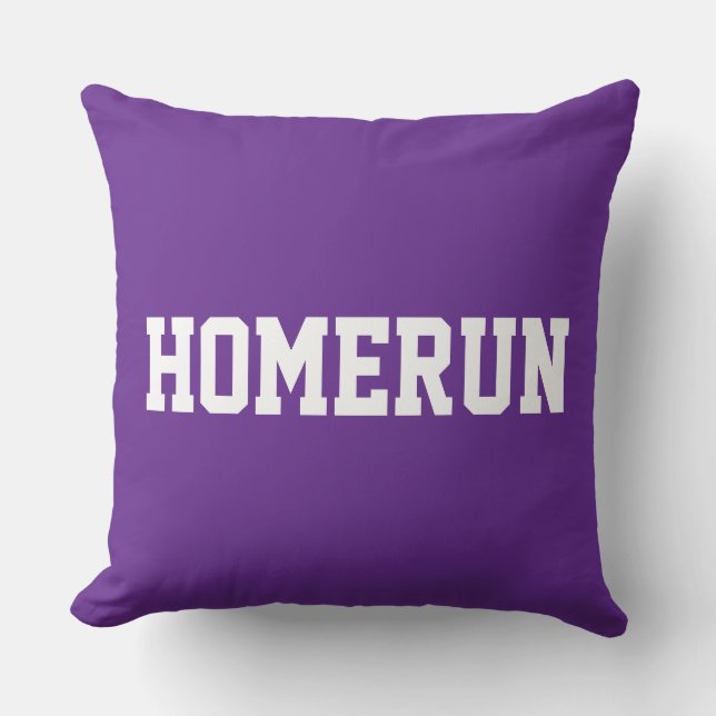 Almofada Beisebol Divertido HOME RUN Texto Branco Sobre Rox (Frente)