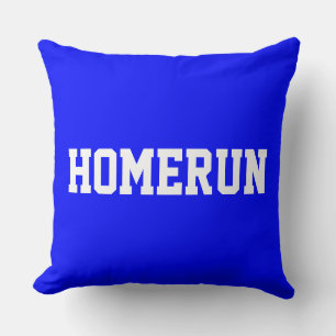 Almofada Beisebol Divertido HOMERUN Texto Branco Sobre Azul