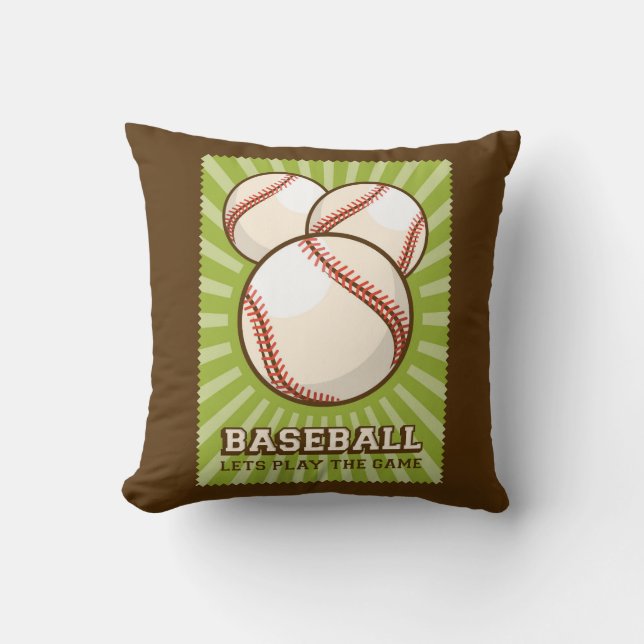 Almofada Beisebol Verde Grunge Clássico da Imagem Retroativ (Frente)