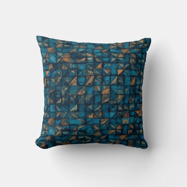 Almofada Bela Aparência de Patchwork em Teal Escuro (Frente)