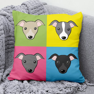 Almofada Bela Arte Pop Colorida dos Greyhounds Italiano