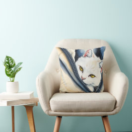 Almofada Bela Coleção de Gatos de Cores de Água Cónicas Mod