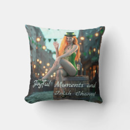 Almofada Bela Dia de São Patrício Sentada em um barril