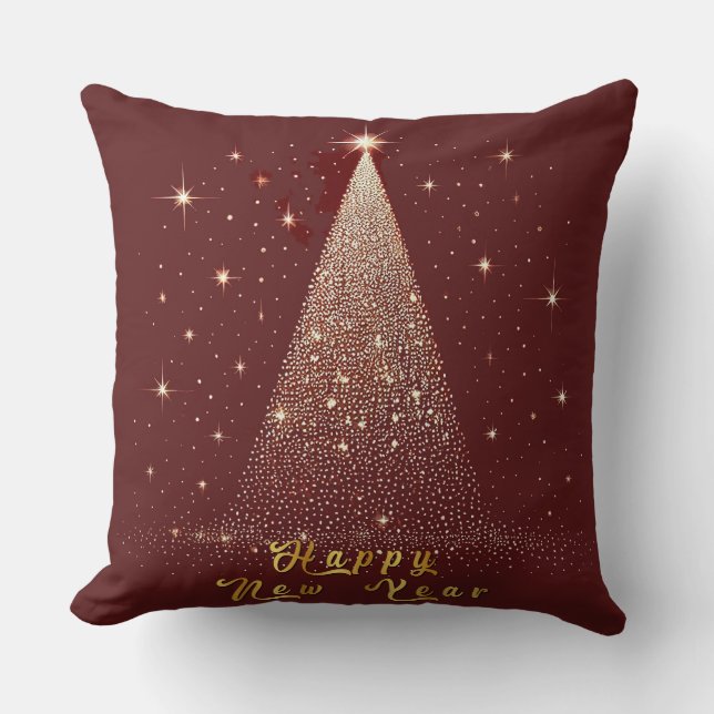 Almofada Bela Ilustração de Árvore de Natal (Frente)