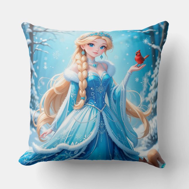 Almofada Bela jovem donzela de neve (Frente)