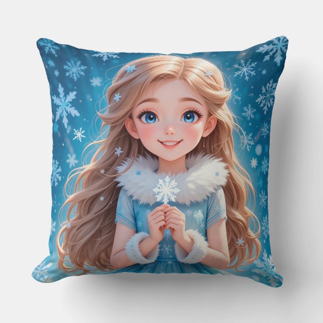 Almofada Bela jovem donzela de neve (Frente)