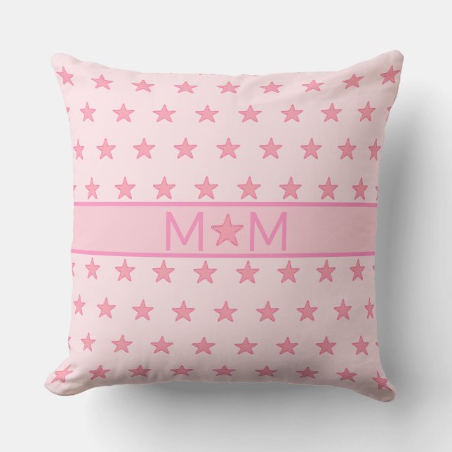 Almofada Bela Mãe Estrela & Padrão de Estrela em Rosa (Frente)