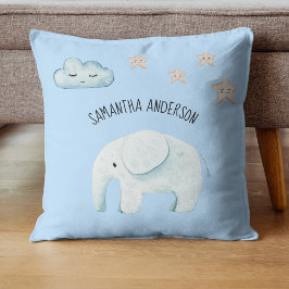 Almofada Bela Moderna Pastel Blue Elephant & Stars Kid
