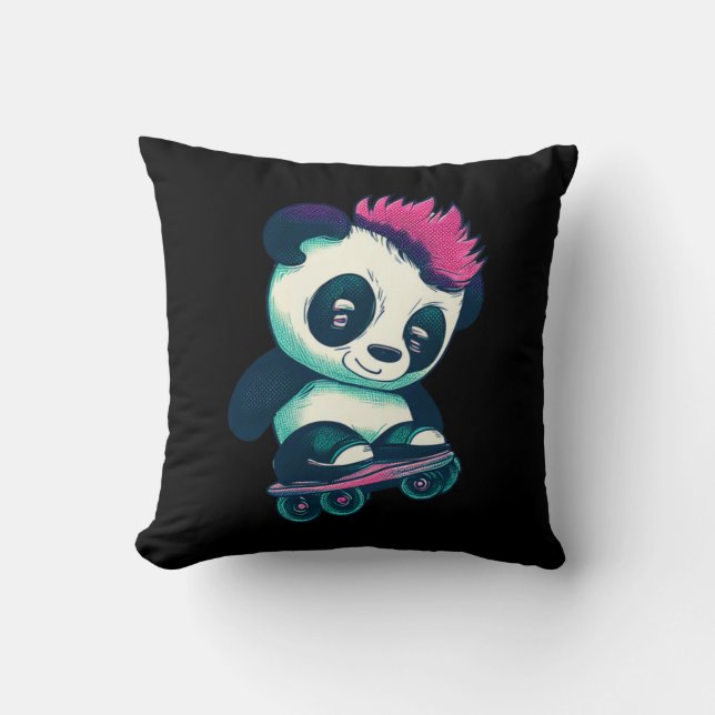 Almofada Bela Panda Bela com Mohawk | Skater Panda (Frente)