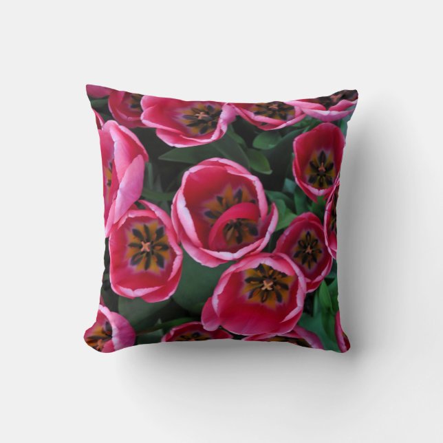 Almofada Beleza das tulipas rosa (Frente)