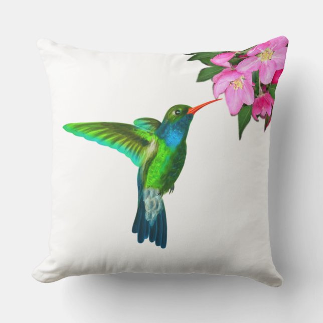 Almofada Beleza de Beija-flor & Flores de Maçã (Frente)